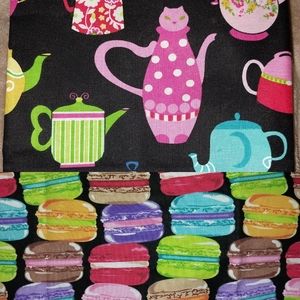 Macaroon & Teapot Cat Elephant Fabric Swatches Quilting